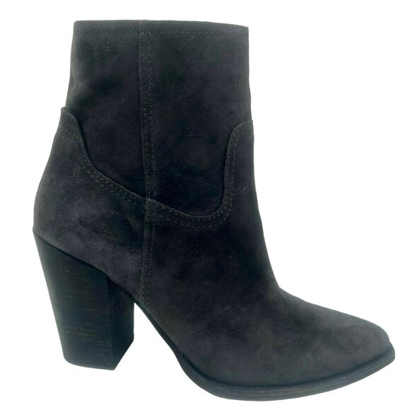 Dolce Vita Kelani Booties Boots Women 9 Gray Suede Leather Block Heel Point Toe - Picture 1 of 12